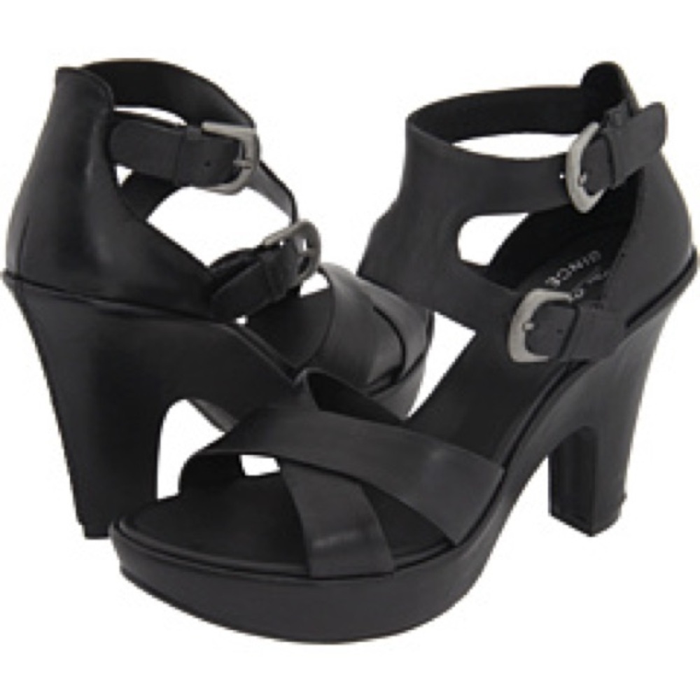 Kork-Ease Teresa Leather Platform Wedged Heeled Sandals
